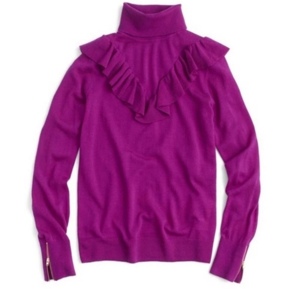 J Crew Merino Wool Fuchsia Tippi Turtleneck Sweater